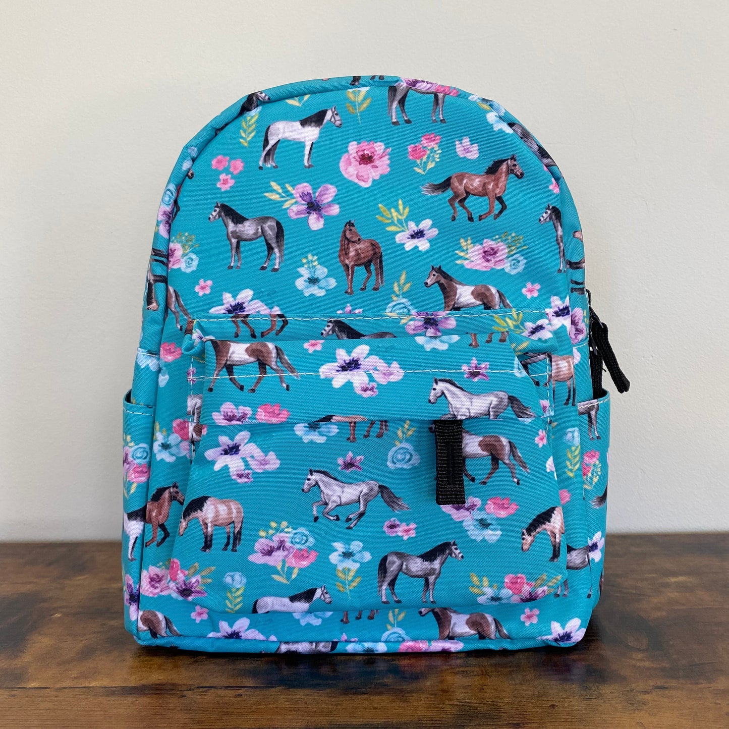 Mini Backpack - Horse Floral Teal